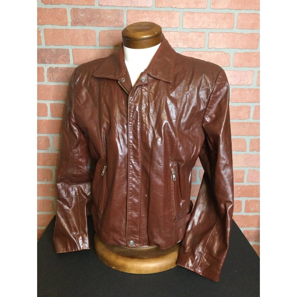 Vintage 70s Wilsons Mens Leather Jacket Size 42 Redish Brown